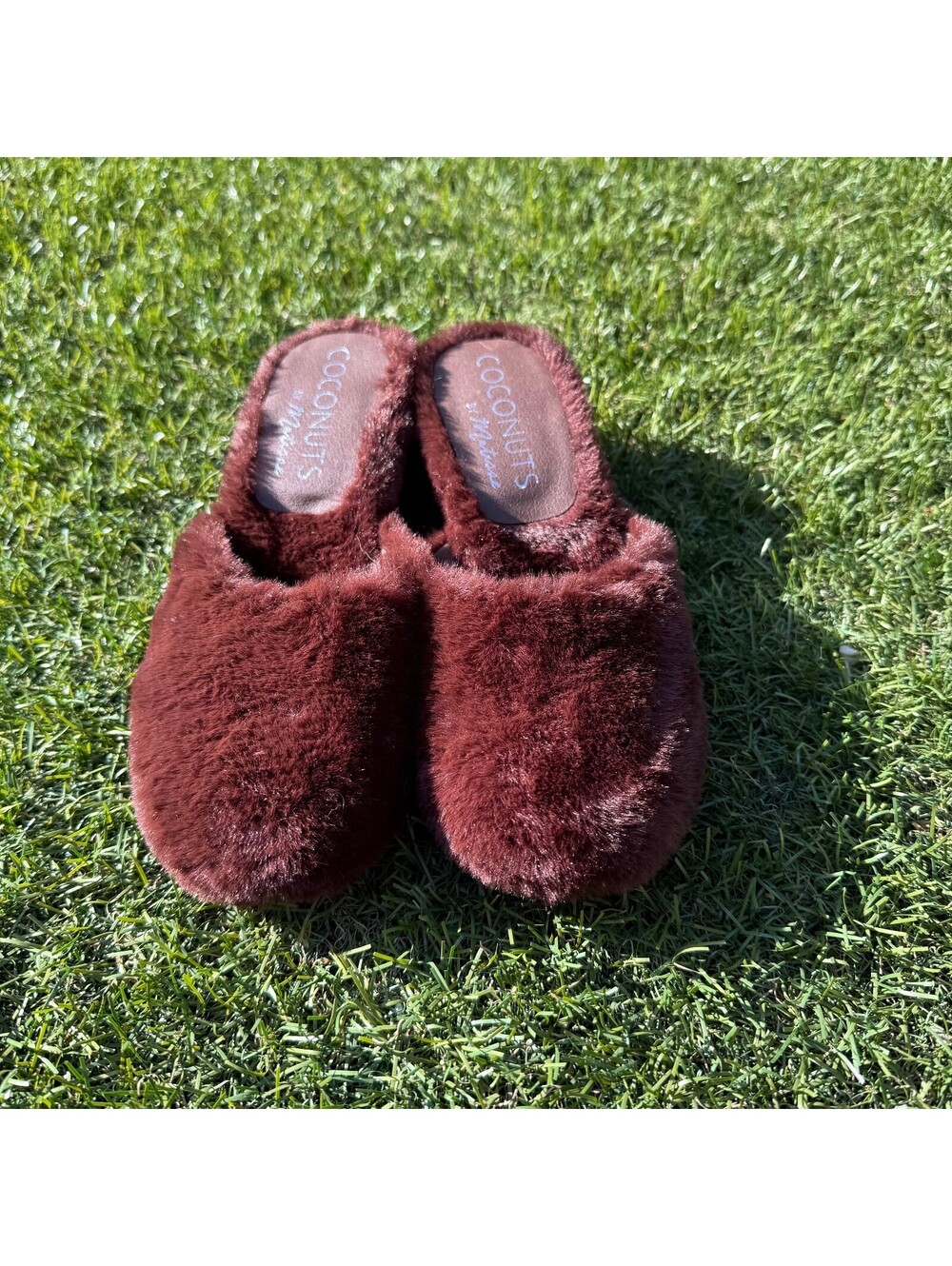 Coconuts by Matisse Faux Fur Slide Slippers Brown NWOB